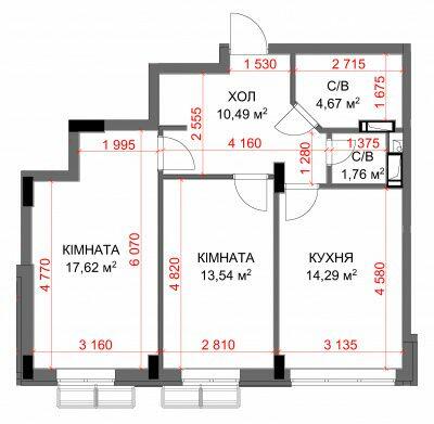 2-комнатная 62.37 м² в ЖК Central Bucha от 28 350 грн/м², г. Буча