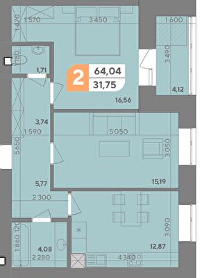 2-кімнатна 64.04 м² в ЖК Park Town від 15 100 грн/м², Хмельницький