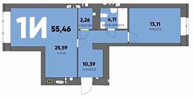 1-комнатная 55.46 м² в ЖК Continent Ray от 25 200 грн/м², г. Буча