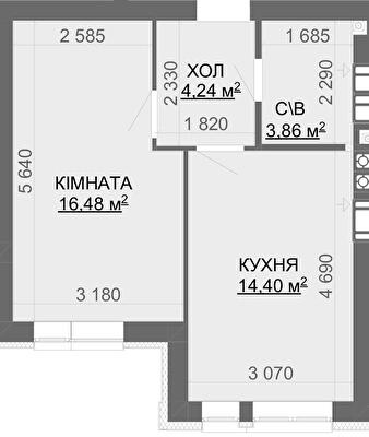 1-комнатная 38.98 м² в ЖК Найкращий квартал-2 от 26 200 грн/м², пгт Гостомель