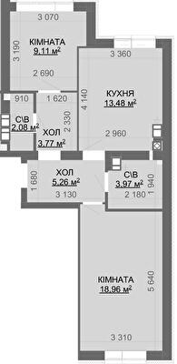 2-комнатная 56.63 м² в ЖК Найкращий квартал-2 от 23 400 грн/м², пгт Гостомель