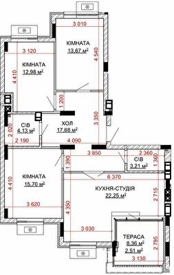 3-комнатная 92.13 м² в ЖК Найкращий квартал-2 от 31 500 грн/м², пгт Гостомель