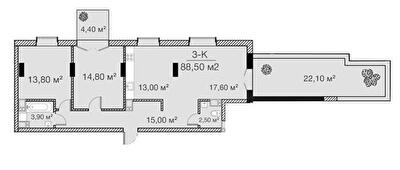 3-комнатная 88.5 м² в ЖК Concept House Futurium от 46 300 грн/м², Харьков