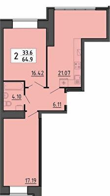2-кімнатна 64.9 м² в ЖК Енергія від 21 700 грн/м², Тернопіль