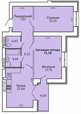 2-комнатная 71.18 м² в ЖК Levanevsky от 18 950 грн/м², Николаев