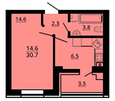 1-комнатная 30.7 м² в ЖК Львовский затышок (Львовский маеток) от 25 500 грн/м², с. Софиевская Борщаговка