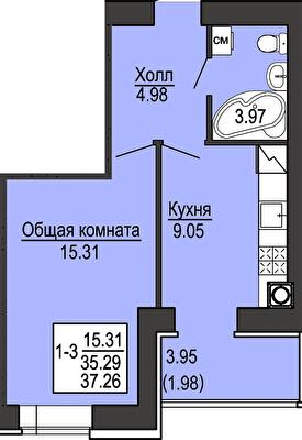 1-комнатная 37.26 м² в ЖК Софиевская сфера от 27 500 грн/м², с. Софиевская Борщаговка