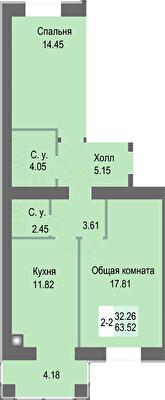 2-комнатная 63.52 м² в ЖК Софиевская сфера от 25 500 грн/м², с. Софиевская Борщаговка