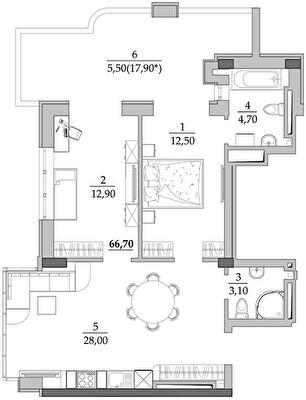2-комнатная 66.7 м² в Мкрн Таировские сады от 53 860 грн/м², с. Лиманка