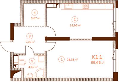 1-комнатная 55.66 м² в ЖК Stanford от 65 450 грн/м², Киев