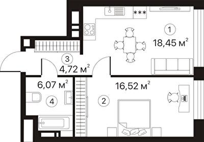 1-кімнатна 45.76 м² в ЖК Terracotta від 36 800 грн/м², Київ