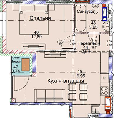 1-комнатная 39.83 м² в ЖК Метрополия-2 от 40 500 грн/м², Киев