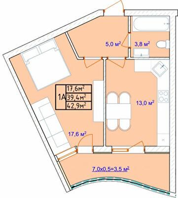 1-комнатная 41.2 м² в ЖК Aqua Marine от 26 208 грн/м², Одесса