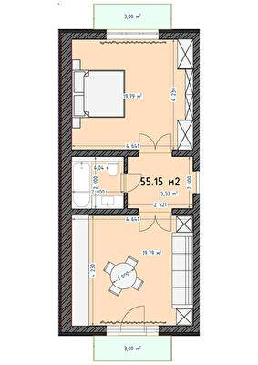 1-кімнатна 55.15 м² в ЖК Трояндовий від 20 000 грн/м², м. Бровари