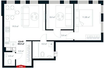 2-комнатная 54.4 м² в ЖК Atria City.Teremky от 39 700 грн/м², пгт Чабаны