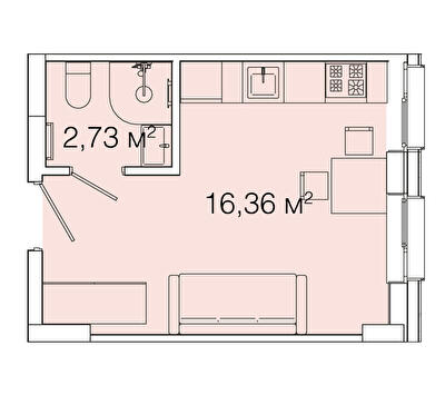 1-комнатная 19.09 м² в ЖК Smart House от 2 150 грн/м², Львов