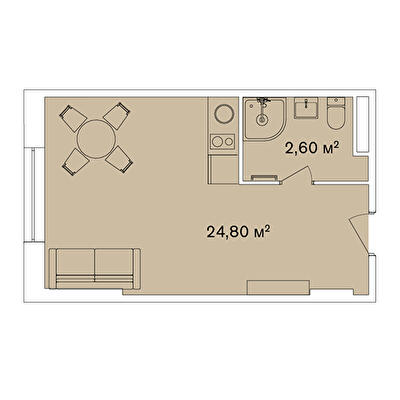 1-комнатная 27.4 м² в Апарт-комплекс Smart Hill от 70 844 грн/м², г. Яремче