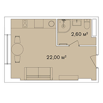 1-комнатная 24.6 м² в Апарт-комплекс Smart Hill от 62 884 грн/м², г. Яремче