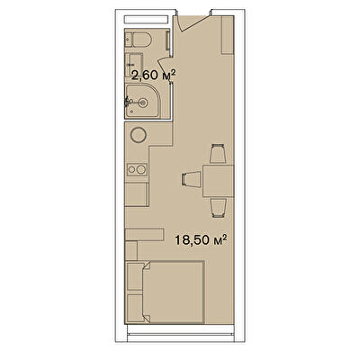 1-комнатная 21.1 м² в Апарт-комплекс Smart Hill от 63 680 грн/м², г. Яремче