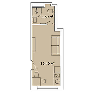 1-комнатная 19 м² в Апарт-комплекс Smart Hill от 63 680 грн/м², г. Яремче