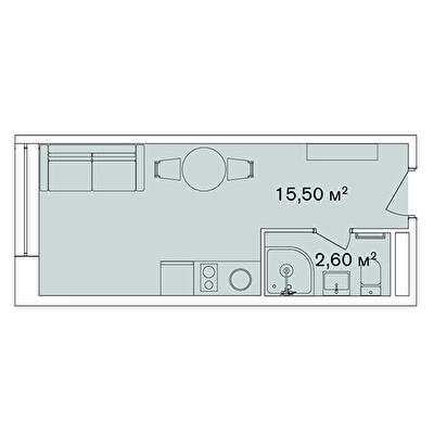1-комнатная 18.1 м² в Апарт-комплекс Smart Hill от 65 272 грн/м², г. Яремче