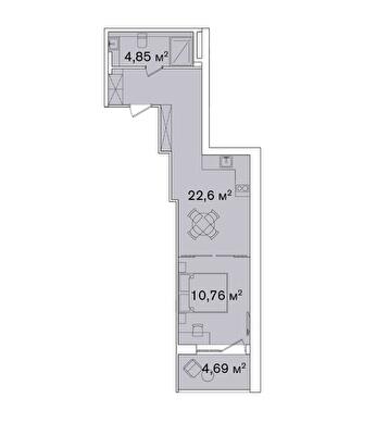 1-комнатная 39.61 м² в Апарт-комплекс Smart Hill от 65 272 грн/м², г. Яремче