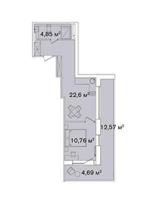 1-комнатная 43.3 м² в Апарт-комплекс Smart Hill от 81 192 грн/м², г. Яремче