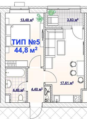1-кімнатна 44.8 м² в ЖК BARVY від 31 840 грн/м², Дніпро