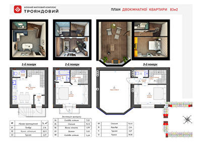 2-кімнатна 83 м² в ЖК Трояндовий від 30 000 грн/м², м. Бровари