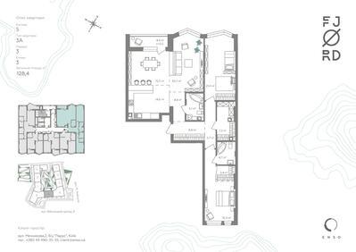 3-комнатная 128.4 м² в ЖК Fjord от 66 493 грн/м², Киев
