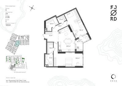 2-комнатная 100 м² в ЖК Fjord от 59 265 грн/м², Киев