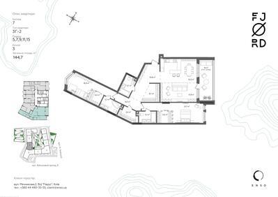 3-комнатная 144.7 м² в ЖК Fjord от 60 711 грн/м², Киев