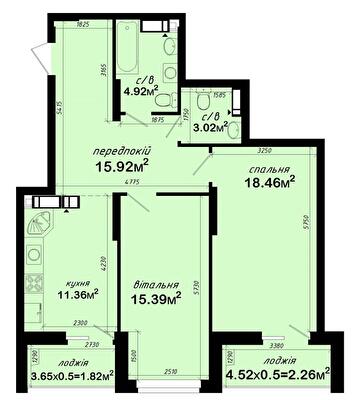 2-комнатная 73.38 м² в ЖК Авеню 42 от 46 560 грн/м², Киев